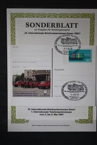 Sonderblatt zur Sonderganzsache 10. Internationale  Briefmarkenmesse Essen 1994
