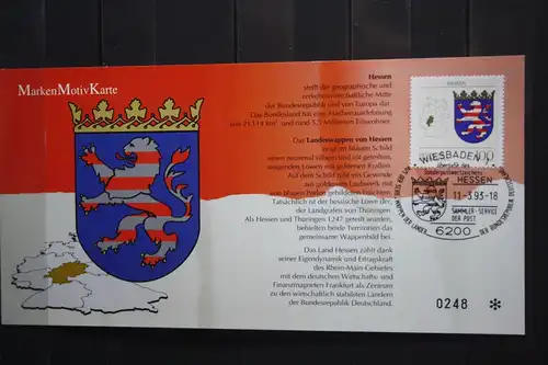 Marken Motiv Karte der Deutschen Postphilatelie , Maximumkarte, Nummerierte Auflage: Wappen der Länder: Hessen