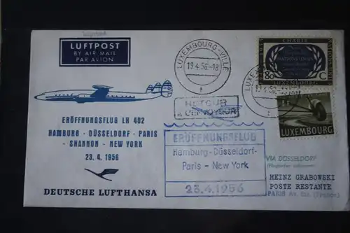 Deutsche Lufthansa; Eröffnungsflug 1956 Hamburg-Düsseldorf-Paris-Shannon-New York