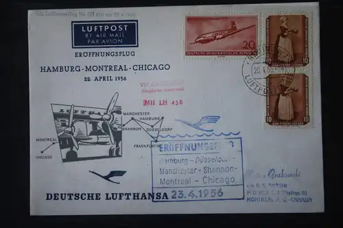 Deutsche Lufthansa; Eröffnungsflug LH 430; 1956 Hamburg-Düsseldorf-Mancester-Montreal Chicago New York