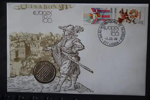 EUROPEX 1986 Portugal, Numisbrief