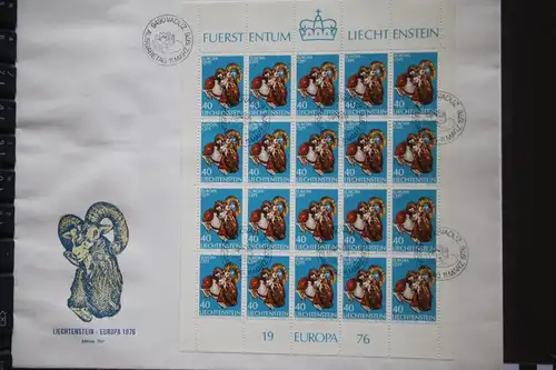 Liechtenstein Kleinbogen  CEPT 1976 FDC