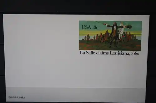 USA Ganzsache Ganzsachenkarte 1982, La Salle claims Louisiana, 13 Cent