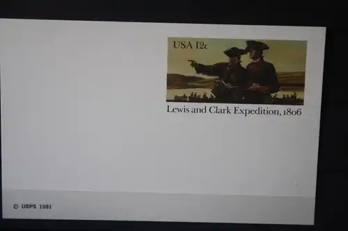 USA Ganzsache Ganzsachenkarte 1981, Lewis and Clark Expedition, 12 Cent