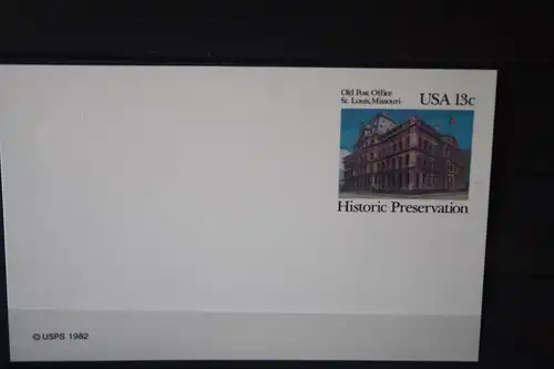 USA Ganzsache Ganzsachenkarte 1982, Old Post Office St. Louis, 13 Cent
