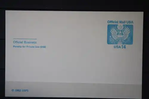 USA Ganzsache Ganzsachenkarte 1982, Offical Business, 14 Cent