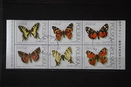 Polen 1991 ZD Schmetterlinge 6 verschiedene im ZD
