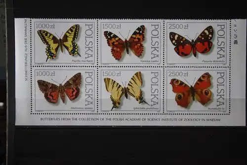 Polen 1991 ZD Schmetterlinge 6 verschiedene im ZD