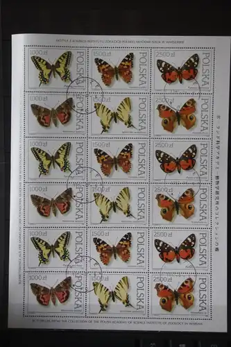 Polen 1991 ZD Schmetterlinge 6 verschiedene im ZD im Kleinbogen