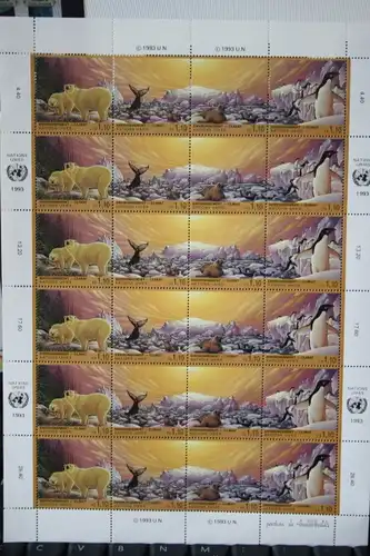 UNO Genf, Kleinbogen Tiere, 6 x 4 Werte