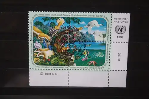 UNO Wien 1991, Zusammendruck Tiere,  4 Werte