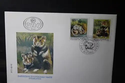 Jugoslawien Tiere 1992; 2 FDC