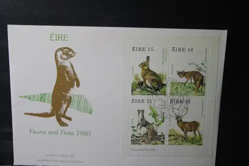 Irland Tiere 1980, Tierblock auf FDC