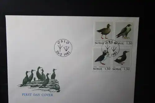 Norwegen Vögel 1981, 2 Zusammendrucke auf FDC