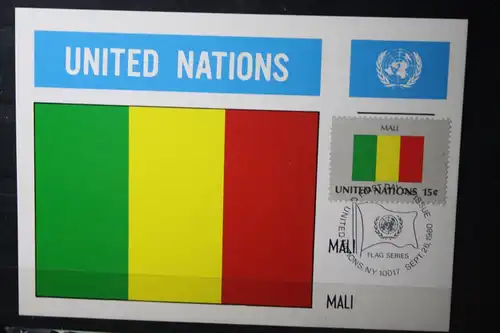 MK Maximumkarte UNO New York Flaggen 1980 Mali