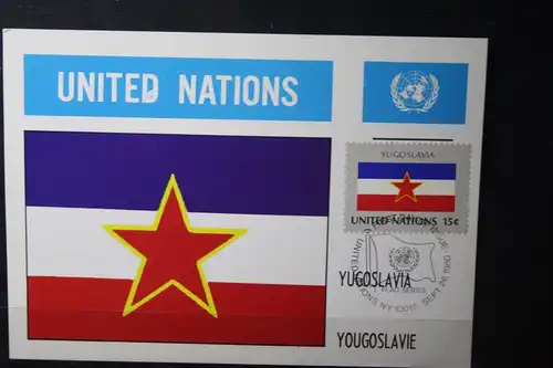MK Maximumkarte UNO New York Flaggen 1980 Jugoslawien
