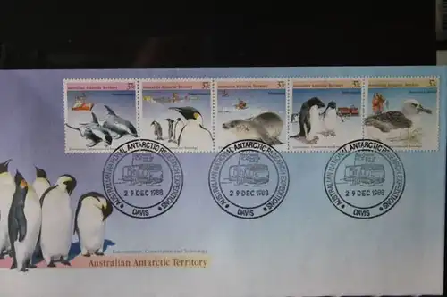 Australian National Antarctic Research Expedition; Australian Antarctic Territory 1988, Zusammendruck Tiere auf amtl. FDC