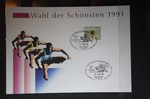 Gedenkblatt / Erinnerungsblatt / Stempelblatt der Deutsche Post AG/Postdienst: Wahl der Schönsten 1991