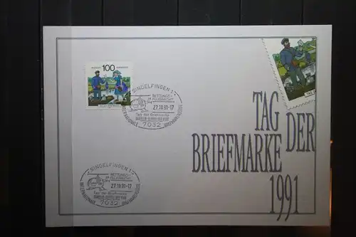 Gedenkblatt / Erinnerungsblatt/Stempelblatt der Deutsche Post AG/Postdienst: Tag der Briefmarke 1991