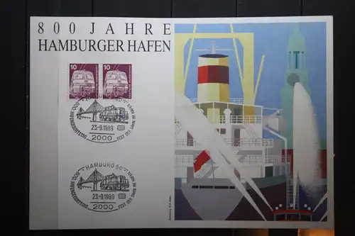 Gedenkblatt / Erinnerungsblatt der Deutsche Post AG/Postdienst: 800 Jahre Hamburger Hafen 1989