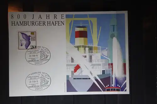 Gedenkblatt / Erinnerungsblatt der Deutsche Post AG/Postdienst: 800 Jahre Hamburger Hafen 1989