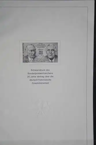 Schwarzdruck der Ausgabe 25 Jahre deutsch-französische Zusammenarbeit; Paralellausgabe mit Frankreich