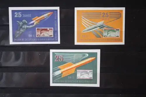 Deutschland 25 Jahre Deutscher Raketenflug; System Gerhard Zucker; kompletter Satz von 3 Vignetten
