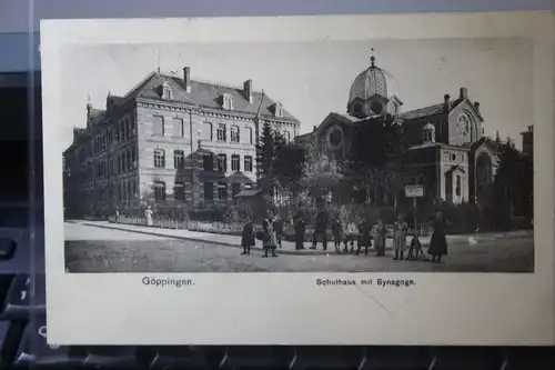 Postkarte Göppingen, Schulhaus mit Synagoge