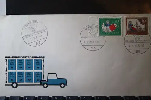 Beleg Rollendes Postsparkasse ; Stempel Bonn Bundespostministerium (BPM) 1967