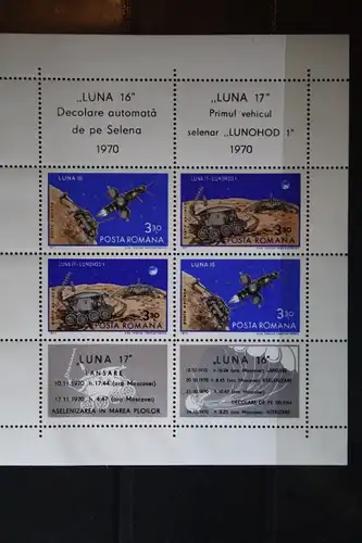 Rumänien, Raumfahrt, 1971, Luna 17, 1970, Kleinbogen mit Zf