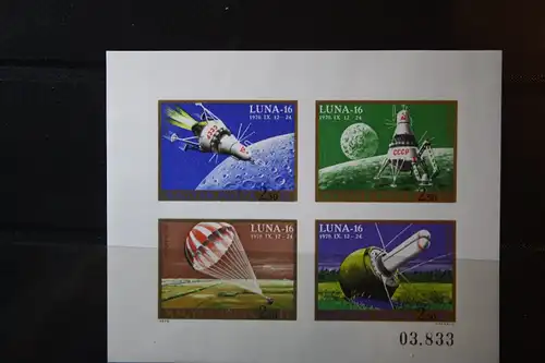 Ungarn, Raumfahrt, 1970, Luna 16, geschnittene / ungezähnte B-Ausgabe