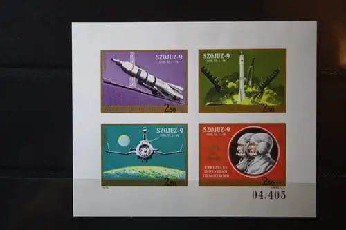 Ungarn, Raumfahrt, 1970, Sojus-9; Szojuz-9; ungezähnte / geschnittene B-Ausgabe, nummeriert