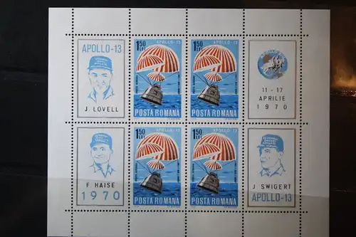 Rumänien, Raumfahrt, 1971, Apollo 13, 1970, Kleinbogen mit Zf