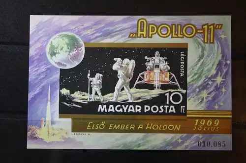 Ungarn, Raumfahrt, 1969, Apollo 11, ungezähnte / geschnittene B-Ausgabe