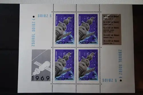 Rumänien, Raumfahrt, 1969, Sojus-5, Kleinbogen mit Zf