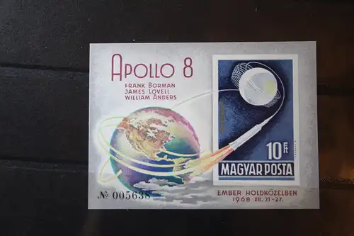 Ungarn, Raumfahrt, 1968, Apollo-8; geschnittene / ungezähnte B-Ausgabe