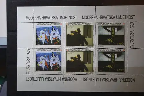 CEPT EUROPA-UNION Kroatien 1993, Kleinbogen mit unten nicht durchgezähntem Rand