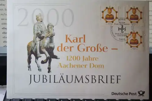 Jubiläumsbrief der Deutsche Post: Karl der Große; 1200 Jahre Aachener Dom; 2002