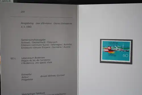 Klappkarte der PTT Schweiz 1993; Gemeinschaftsausgabe EUREGIO Bodensee mit Deutschland und Österreich