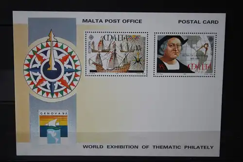 Malta, Ganzsache Genova 1992, Wertstempel CEPT EUROPA-UNION 1992