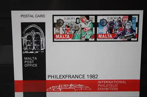 Malta, Ganzsache Philexfrance 1982, Wertstempel CEPT EUROPA-UNION 1992