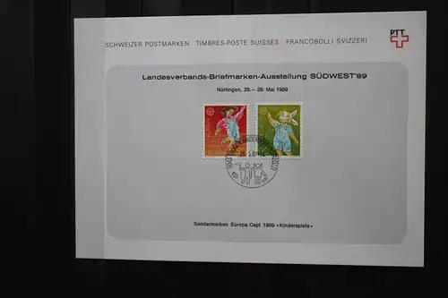 Schweiz, Stempelkarte, Ausstellungskarte, Erinnerungskarte SÜDWEST 89, EUROPA-UNION