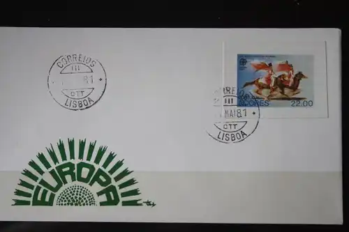 Portugal Azoren, CEPT 1981, FDC, ungezähnte Marken aus dem Blatt der CTT (Post)
