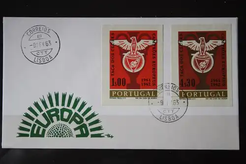 Portugal, Fußball-EM 1962, FDC, ungezähnte Marken aus dem Blatt der CTT (Post)