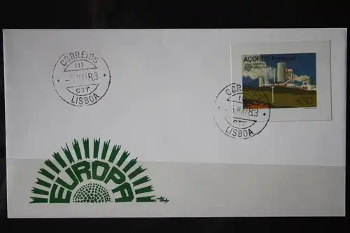 Portugal Azoren, CEPT 1983, FDC, ungezähnte Marken aus dem Blatt der CTT (Post)