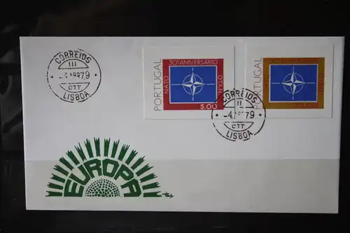 Portugal, 30 Jahre NATO 1979, FDC, ungezähnte Marken aus dem Blatt der CTT (Post)