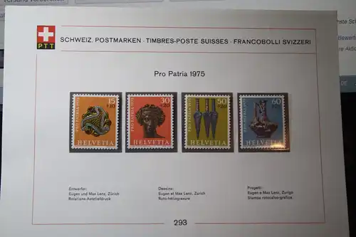 Schweiz, Sammelblatt Pro Patria 1975