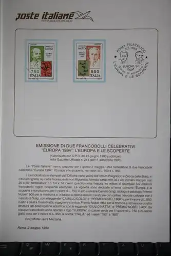 CEPT EUROPA-UNION Italien 1994; Offizielles Bulletin (früher Ministerblatt)