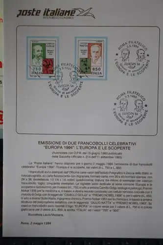 Italien CEPT EUROPA-UNION 1994, Offizielles Bulletin (früher Ministerblatt)