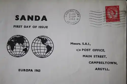 Sanda Island, EUROPA-UNION-Mitläufer, CEPT-Mitläufer, Englische Insel-Lokalpost-Marken 1963, FDC
